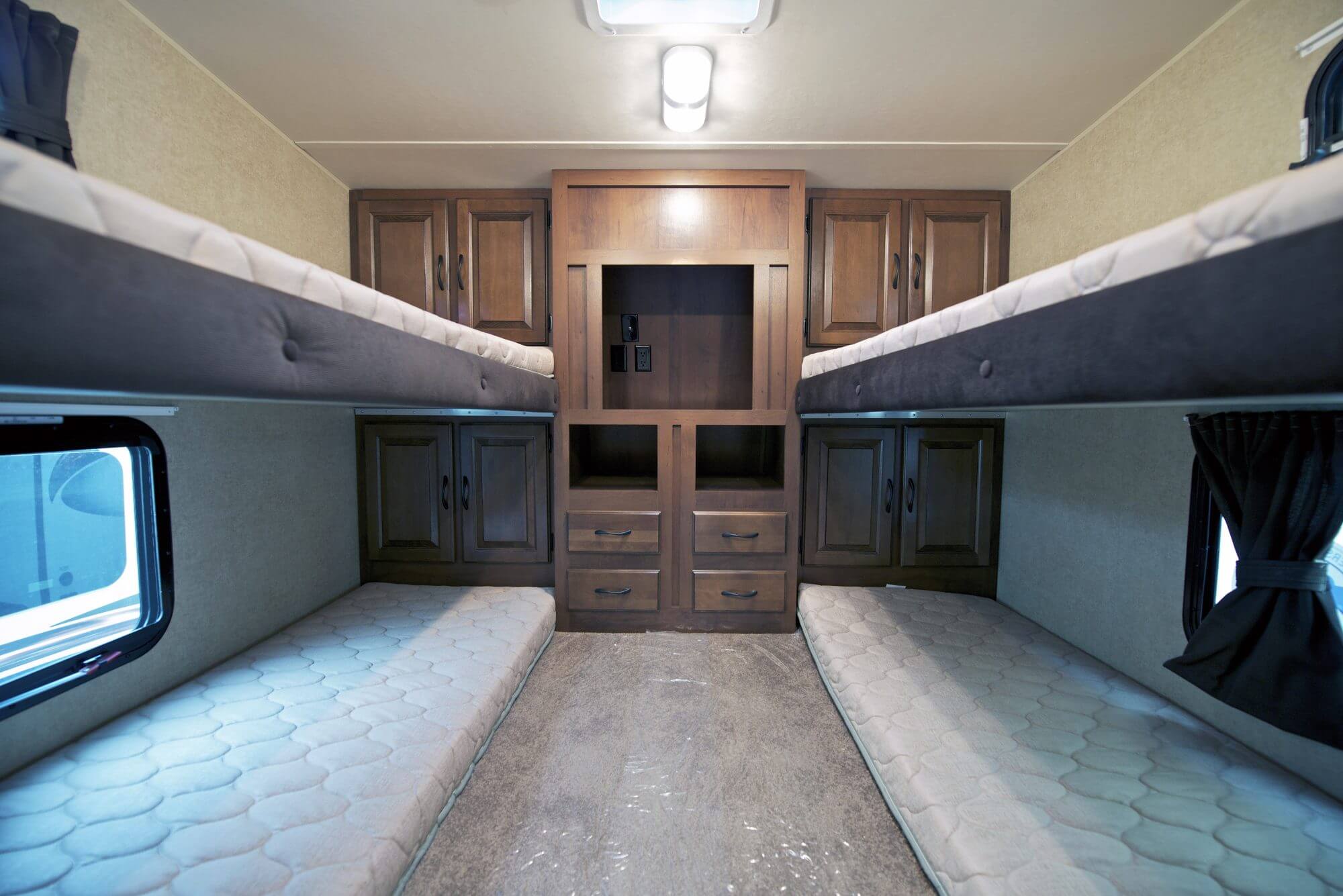 Travel Trailers with Bunk Beds. RV Sleeping Area.