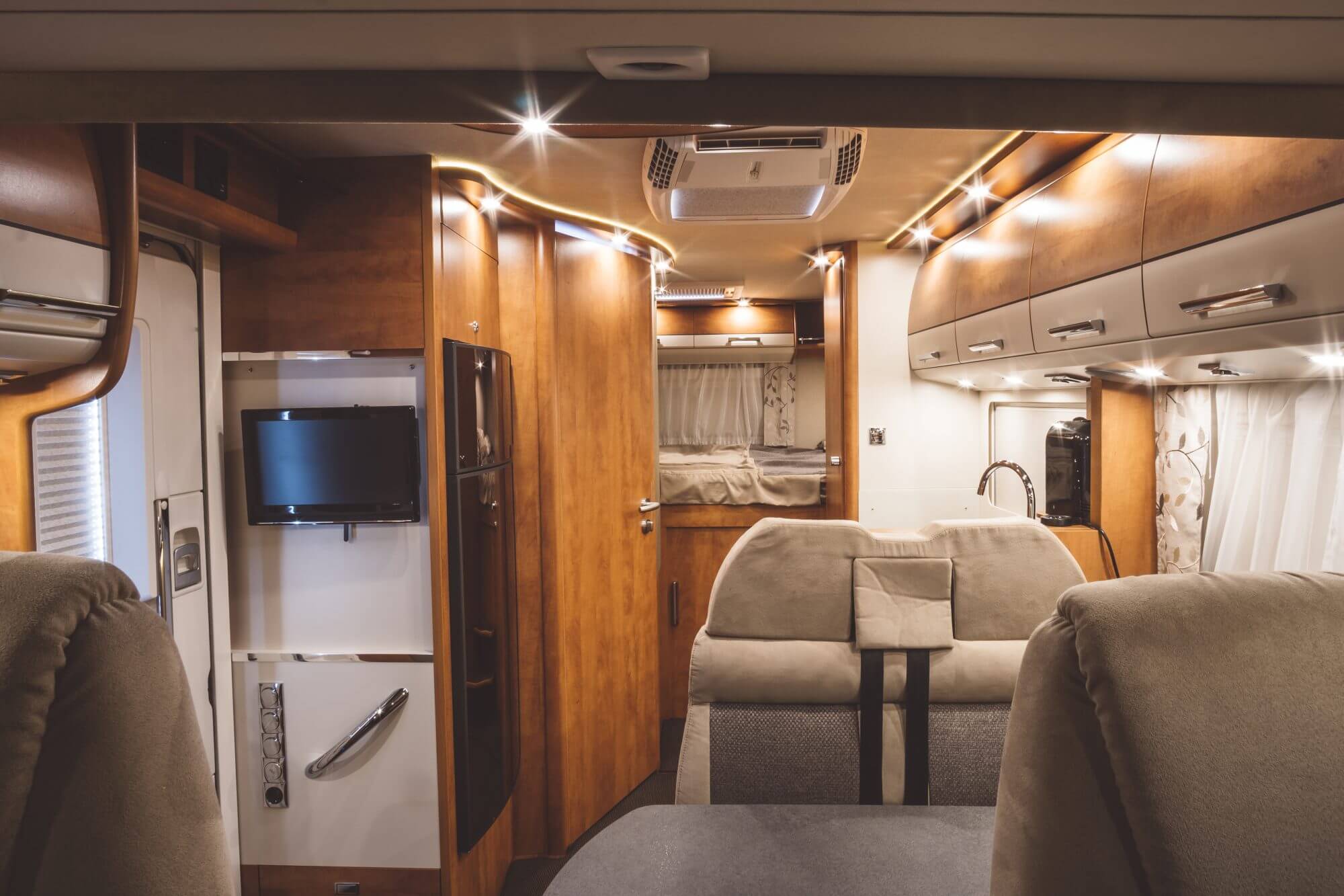 Inside of a modern caravan