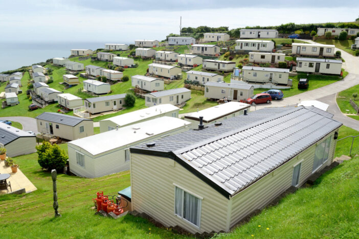 Beer Head Caravan Park near village Beer in Devon, England