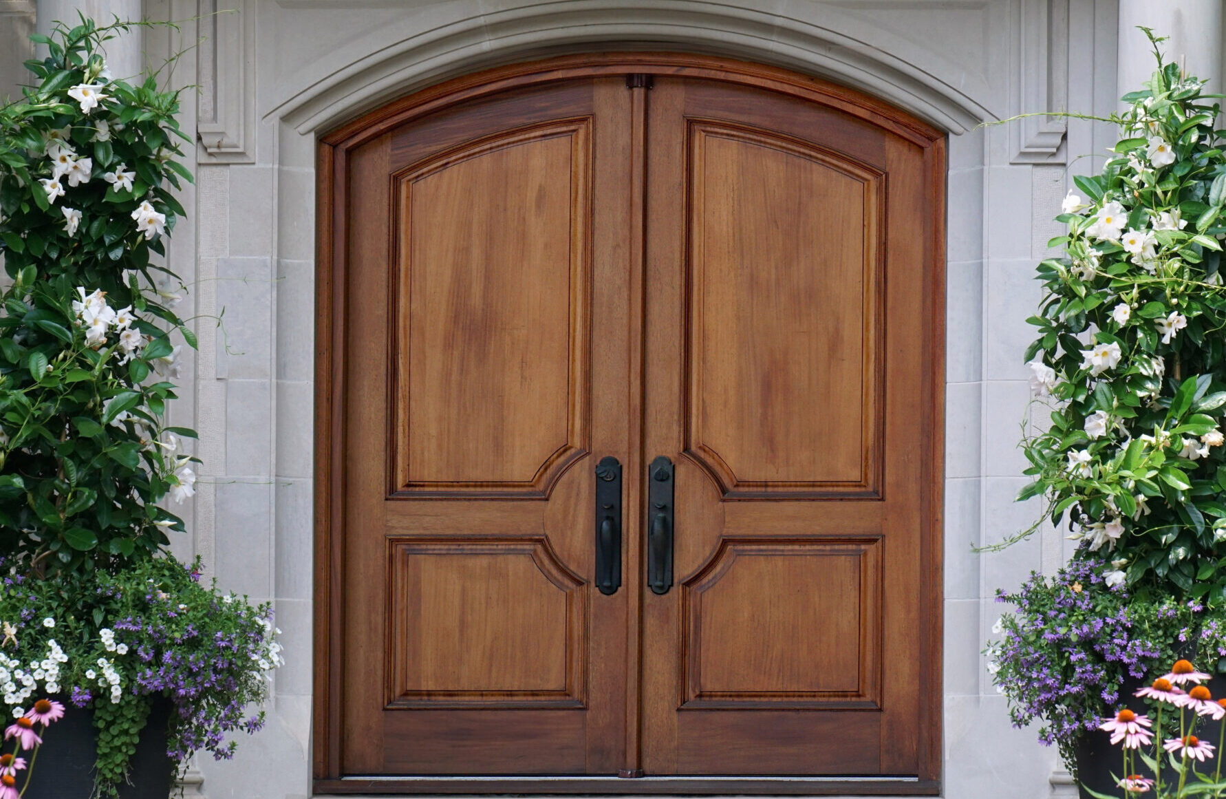 front door with curved