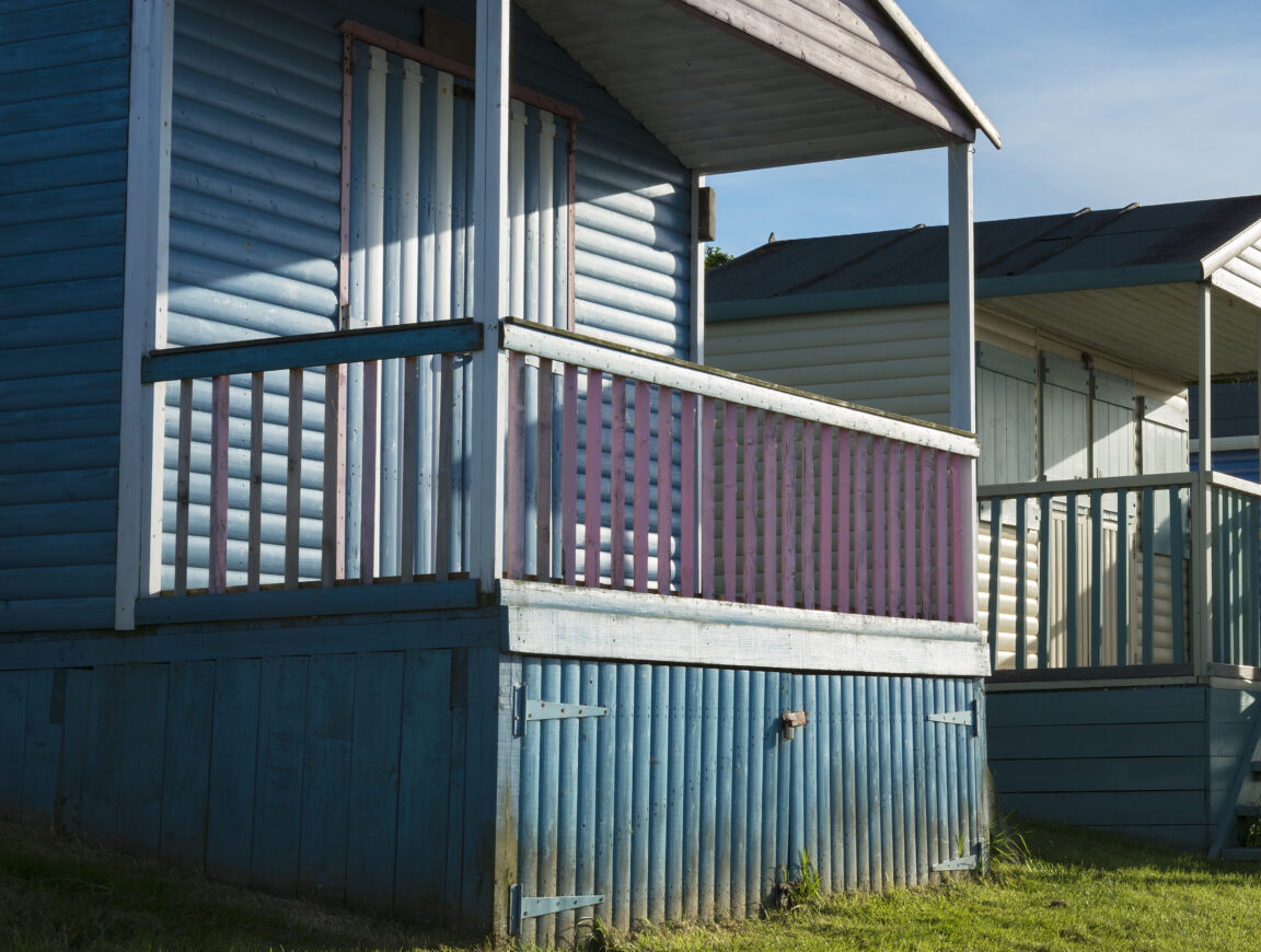 Beach huts at Whitstable (Tankerton), Kent, UK.